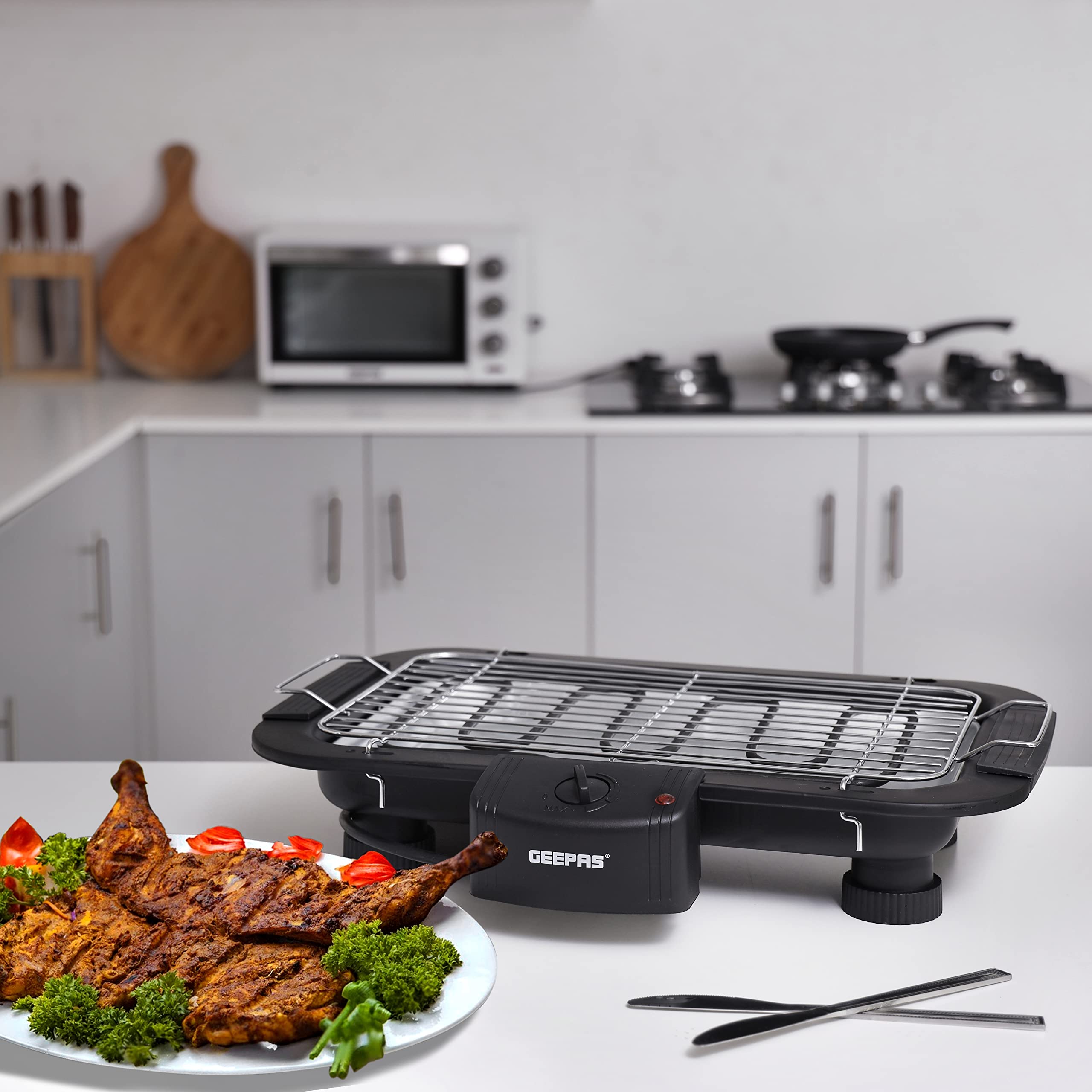 Geepas 2000W Electric Barbecue Grill - Table Grill, Auto-Thermostat Control with Overheat Protection - Space Saving, Detachable Heating Element - 1 Years Warranty Geepas 2000W Electric Barbecue Grill - Table Grill, Auto-Thermostat Control with Overheat Protection - Space Saving, Detachable Heating Element - 1 Years Warranty